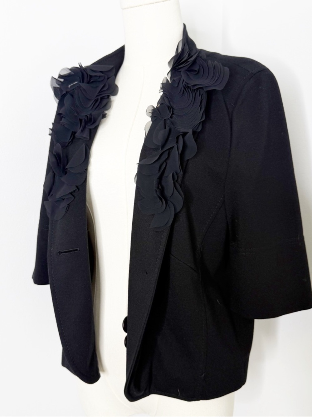 AKRIS Punto Cropped Blazer Cape Jacket Black US 12 Designer